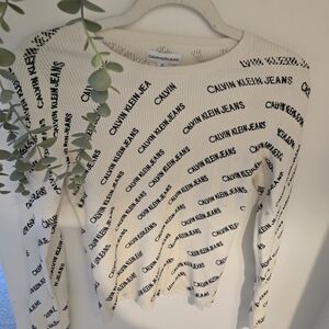Calvin Klein Jeans White and Black Logo Top